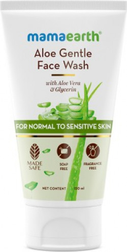 Mamaearth Aloe Gentle with Aloe Vera & Glycerin for Sensitive Skin, Dry to Normal Skin, Gently Cleanses | Hydrates & Soothes Skin | Fragrance & Soap - Free | Non-Irritant | Suits all Skin Types | Safe for skin Face Wash(150 ml)