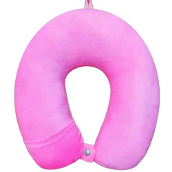 BigPlayer Adjustable 360 Degree Support Pink Round Neck Pillow: Extra Soft Neck Support for Improved Sleep Travel in Plan| Flight| Car| Airplane for Sleeping Men and Women