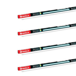 Havells Triyca 20W LED Batten | 2000 Lumen Light Output| Three Color temperatures (3000K,4000K,6500K)| Surge Protection up to 4kV| | Made in India| Pack of 4