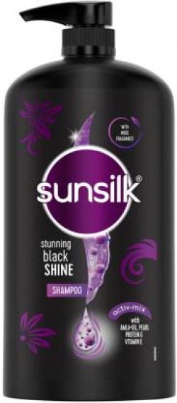 SUNSILK Stunning Black Shine Shampoo,With Amla+Oil & Pearl Protein(1 L)