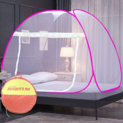 pamworld HDPE - High Density Poly Ethylene Kids Washable foldable double bed Mosquito Net(Pink, Tent)