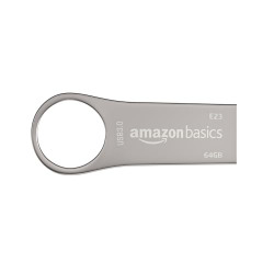 AMAZON BASICS 64 GB USB 3.0 PEN DRIVE | FLASH DRIVE | READ SPEED UPTO 120 MB/S | WITH KEY RING | METALLIC (SILVER)
