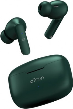 PTRON BASSBUDS JOY TWS WITH 13MM DRIVERS, STEREO CALLS, 32HRS PLAYTIME,TYPE-C CHARGING BLUETOOTH HEADSET(GREEN, TRUE WIRELESS)