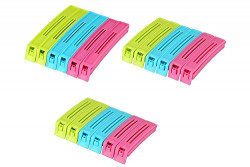XML 3 DIFFERENT SIZE PLASTIC FOOD SNACK BAG POUCH VACUUM SEALER CLIPS (SET OF 18, MULTI-COLOR), MIX (XMLFC)