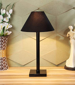 tu casa Ntu-250 Cotton Shade Table Lamp with Metal Base and B-22 Holder (Black, Bulb not Included)