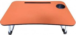 SKC FOLDABLE LAPTOP TABLE WITH CUP HOLDER, STUDY TABLE, BED TABLE, BREAKFAST TABLE WOOD PORTABLE LAPTOP TABLE(FINISH COLOR - ORANGE)