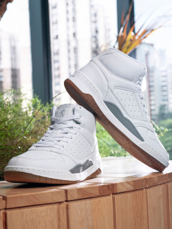 RED TAPE MEN PERFORATIONS PU MID-TOP SNEAKERS