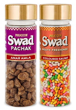 PANJON SWAD ANAR AMLA & COLOURED SAUNF (MUKHWAS MOUTH FRESHENERS) 2 BOTTLES, 300G