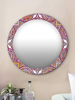 999STORE Printed Decorative Mirror Large Mirrors for Vanity classcal Colorful Pattern Round Mirror (MDF_17X17 Inch_Multi) MirrorRSZ1053