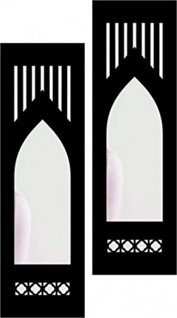 Creative Arts n Frames Set of 2 Wall Dcor Hand Crafted Wooden Wall Mirror Panel or Jharokha for Living Room Bedroom Lobby Modern Wall Panels for Wall Decor (4x13 inch) (Jharokha 1 4x13 inch Mirror)