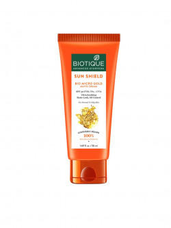 BIOTIQUE UNISEX SUN SHIELD SPF 30 UVB/PA++ UVA BIO MICRO GOLD MATTE SUNSCREEN CREAM 50 ML