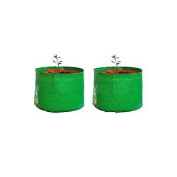 Go Hooked Terrace Gardening Leafy Vegetable Green with Orange UV Treated Grow Bags | 9 X 9 | Pack of 2 | Roof Top Balcony Gardening | High Density Polyethylene