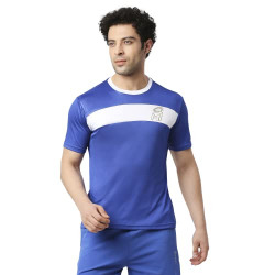 playR X Mumbai Indians Men's Solid Regular Fit T-Shirt (PRMI23-FT-03_Blue/White