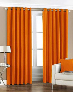 Galaxy Home Decor Solid Plain Curtains for Window 5 Feet, Pack of 1, Orange