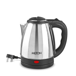 Milton Euroline Go Electro 1.2 Stainless Steel Electric Kettle, 1 Piece, 1.2 Litres, Silver | Power Indicator | 1500 Watts | Auto Cut-off | Detachable 360 Degree Connector | Boiler for Water