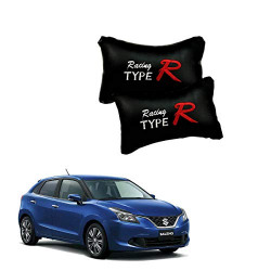 Kandid Black & Grey Leatherite Car Pillow Cushion for Maruti Suzuki Baleno (Set of 2)