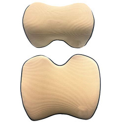 OSHOTTO AIR FABRIC LUMBAR SUPPORT MEMORY FOAM ORTHOPEDIC CUSHION WITH HEADREST (COMBO SET OF 2) COMPATIBLE WITH KIA SELTOS (BEIGE)