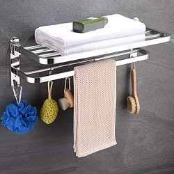 ALUMINUM AND STAINLESS STEEL TOWEL ROD/TOWEL RACK FOR BATHROOM/TOWEL BAR/HANGER/STAND/BATHROOM ACCESSORIES (24 INCH DOUBLE ROD TOWEL HOLDER)