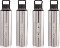NIRLON Eco Pure Black Single Wall Stainless Steel Water Bottle 900 ml Bottle(Pack of 4, Silver, Black, Steel)