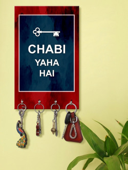 999STORE RED & BLUE CHABI YAHA HAI PRINTED KEY HOLDER WITH 4 HOOKS