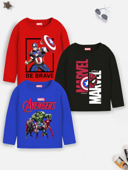 YK MARVEL BOYS PACK OF 3 AVENGERS COTTON T-SHIRTS