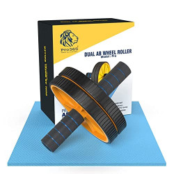 PRO365 Home Gym Ab Roller/Indoor Ab Wheel for Abs Workouts 6 Month Warranty/Dual Abdominal Exercise/Core Workouts for Men and Women (6 MM Safe Knee Mat, Yellow Roller)