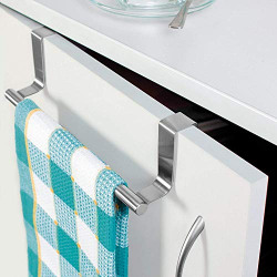 LEAWALL Stainless Steel Towel Bar Holder Cabinet Hanger Over Door Kitchen Hook Drawer Storage (Towel Holder for Kitchen)