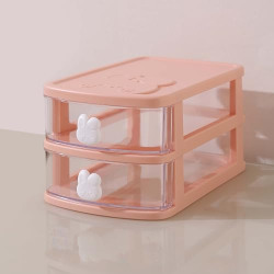 ALOXE Makeup Organizer Box Cosmetic Organisers Storage Box | Drawer Storage Organizer Box (2-Tier, Pink)