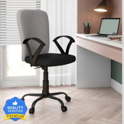 NILKAMAL LUSAKA MID BACK ERGONOMIC | ADJUSTABLE HEIGHT | SWIVEL | PUSH BACK | EXECUTIVE FABRIC OFFICE ARM CHAIR(GREY, KNOCK DOWN)