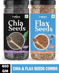 TruNutra Raw Chia Seeds, Flax Seeds Combo (400 g, Pack of 2)