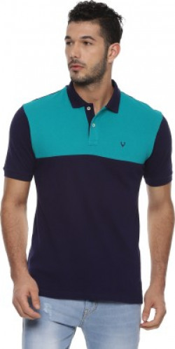 ALLEN SOLLY COLORBLOCK MEN POLO NECK BLUE T-SHIRT