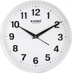 KADIO ANALOG 28 CM X 28 CM WALL CLOCK(WHITE, WITH GLASS, STANDARD)