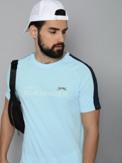 SLAZENGER Sporty Men Round Neck Light Blue T-Shirt