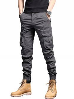 Lymio Men Cargo || Men Cargo Pants || Men Cargo Pants Cotton || Cargos for Men (Cargo-09-12) (S, Grey)