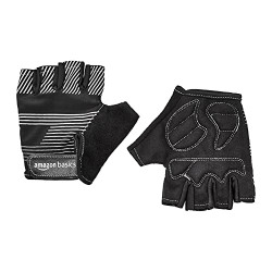 AmazonBasics Glove with Reflective Band for Cycling, Riding and Gym, Half Finger, Set of 2, S