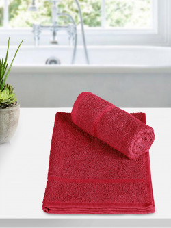 BEDSPUN SET OF 2 BURGUNDY SOLID TERRY COTTON HAND TOWEL