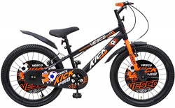 VESCO KICK PRO 20 INCH 20T KIDS BICYCLE 12.5 FRAME | 85% ASSEMBLED | FULLY CHAIN COVER | AGE FOR 7 TO 9 YEAR BOYS & GIRLS (BLACK-ORANGE)