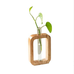 HS ART Wooden Table Flower Vase Decor Plant Holder for Home Office Living Room (1)