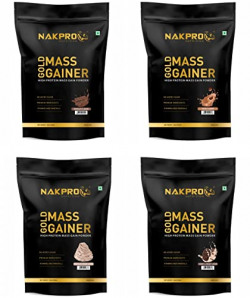 Nakpro Gold Mass Gainer Powder 4Kg, Combo Flavour| Lean Muscle Whey Protein Mass Gainer | 21g Protein, 68g Carb, 372 Calories Per Scoop for Muscle Support & Muscle Mass Gain