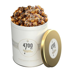 4700BC POP GALA, CHOCOLATE POPCORN ENSEMBLE, TIN, 375G (NUTTY TUXEDO CHOCOLATE AND TIRAMISU CHOCOLATE)