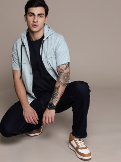 The Roadster Lifestyle Co. Cotton Hooded Casual Shirt