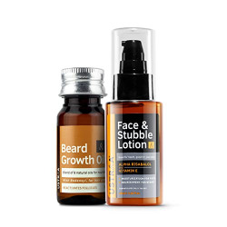 USTRAA Beard Growth Oil 35ml & Face and Stubble lotion 60ml Combo Pack