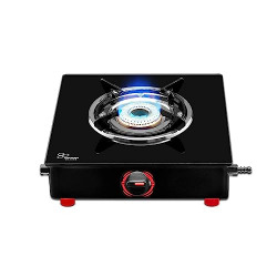 Surya Flame Smart Gas Stove 1 Barss Burner Glass Top chulha Black Manu