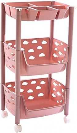 PARASNATH Plastic Skep 2+1 Layers Fruit&Vegetable Basket Trolley Inclu