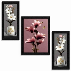 SAF flower pot wall painting for Wall Decoration - Set Of 3, 3d modern
