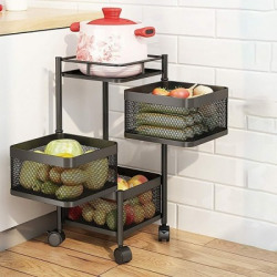 Flipkart SmartBuy 3 Layer Kitchen Trolley Storage Rack Square Design F