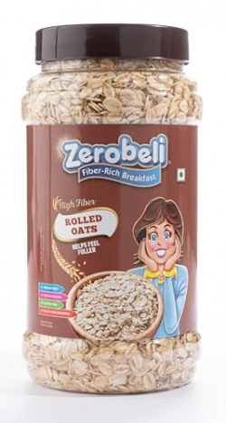 Zerobeli Gluten Free Rolled Oats Jar 600g| 100% Wholegrain & Aids Weig