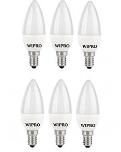 wipro Garnet 3W Frosted Candle Bulb |Cool Day White (6500K)|E14 Base|F