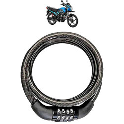 AutoKraftZ Universal Anti-Theft Bike Lock Stainless Steel Cable Coil/B