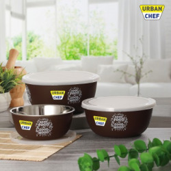 URBAN CHEF STAINLESS STEEL SERVING BOWL MICROWAVE SAFE FLORA BOWL(PACK